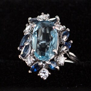 Vintage Topaz & Sapphire 8-stone Engagement Ring, Circa 1960s ATL #206