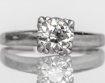 Circa 1920 - Platinum 1.14ct GIA Certified Old European Cut Diamond Engagement Ring - VEG#390