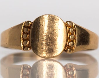 Circa 1880s Victorian 10K Yellow Gold Baby Medal Ring - VEG#811