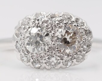 Antique Platinum Engagement Ring with 1.00cttw Old European cut Diamonds VEG #78