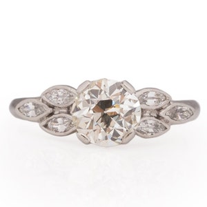 Circa 1920 Art Deco Platinum GIA 1.06ct Old European Brilliant Diamond Engagement Ring - VEG#1982