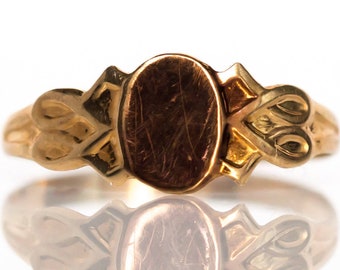 Circa 1880s Victorian 10K Yellow Gold Baby Medal Ring - VEG#810