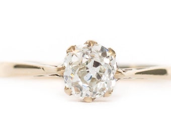 Circa 1890s Victorian 9K Yellow Gold .75ct Old Mind Brilliant Cut Diamond Engagement Ring - VEG#915