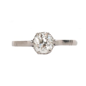 Circa 1920 Art Deco Platinum .75ct Old European Brilliant Diamond Engagement Ring-VEG#1487