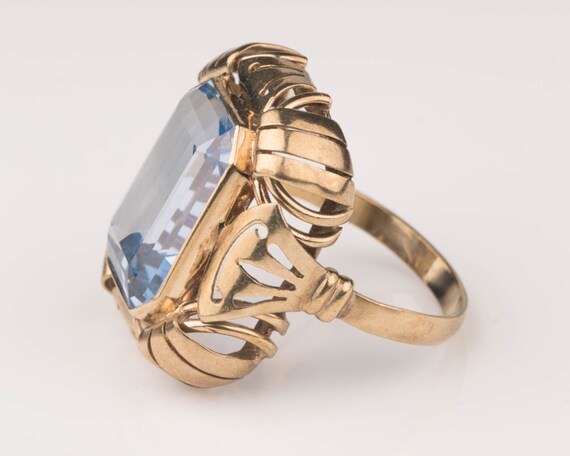 Circa 1915s Large Aquamarine Cocktail Ring, Antiq… - image 3