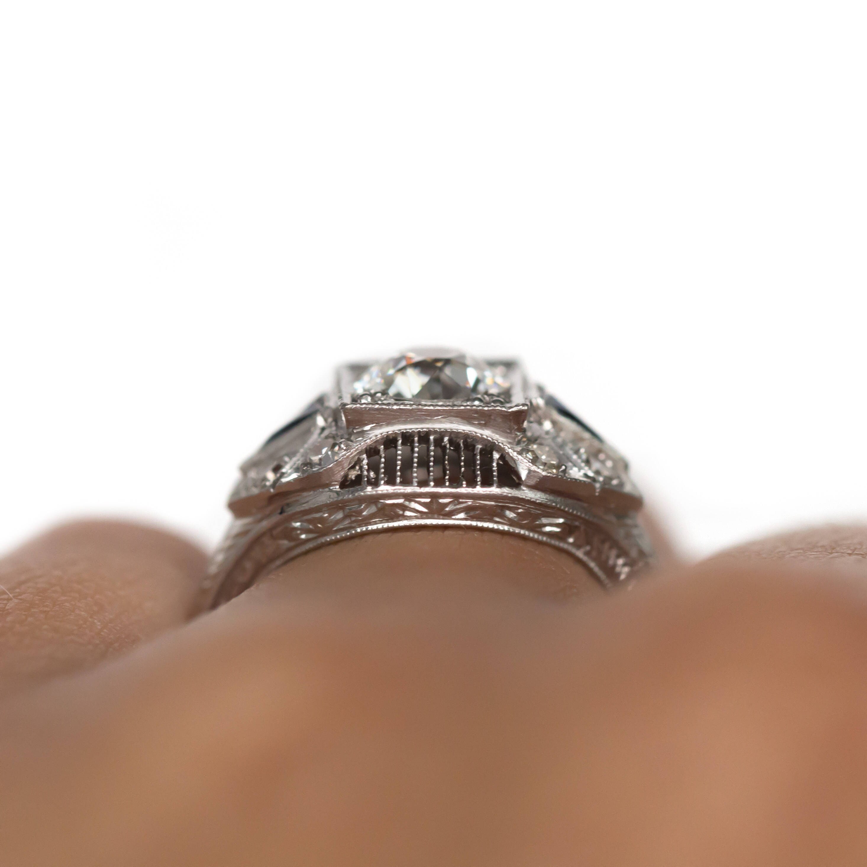 Circa 1920s Art Deco Platinum .88ct Old European Brilliant