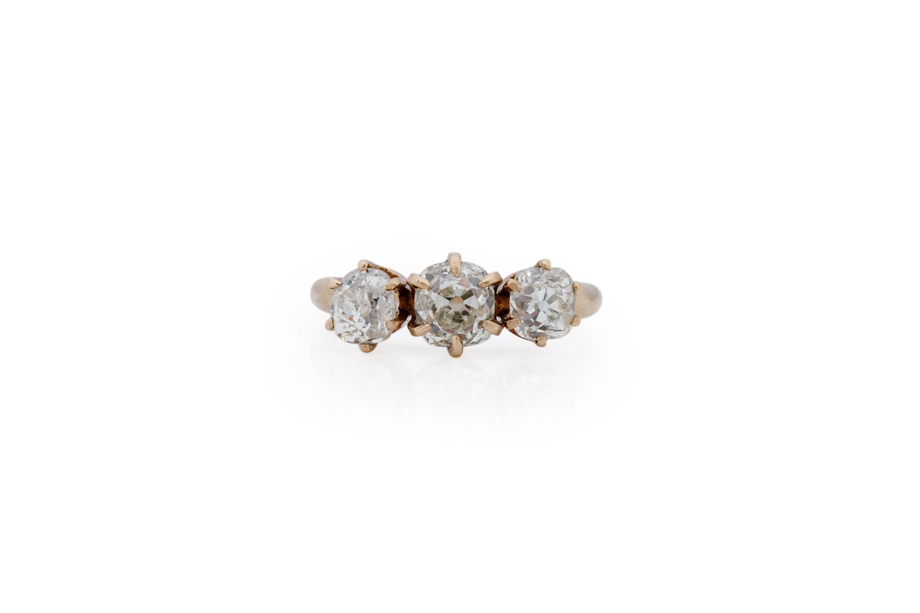 Circa 1900s Edwardian 14K Yellow Gold .95ct Old Mine Brilliant Diamond Engagement Ring - VEG#1650