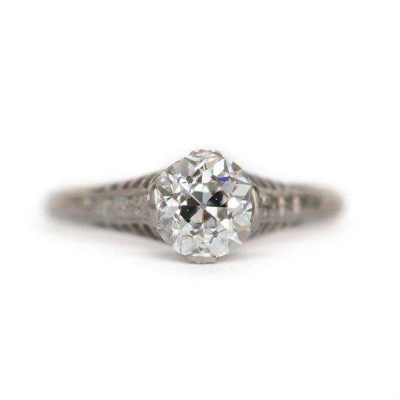 Circa 1910s Edwardian Platinum GIA Certified 1.08… - image 1