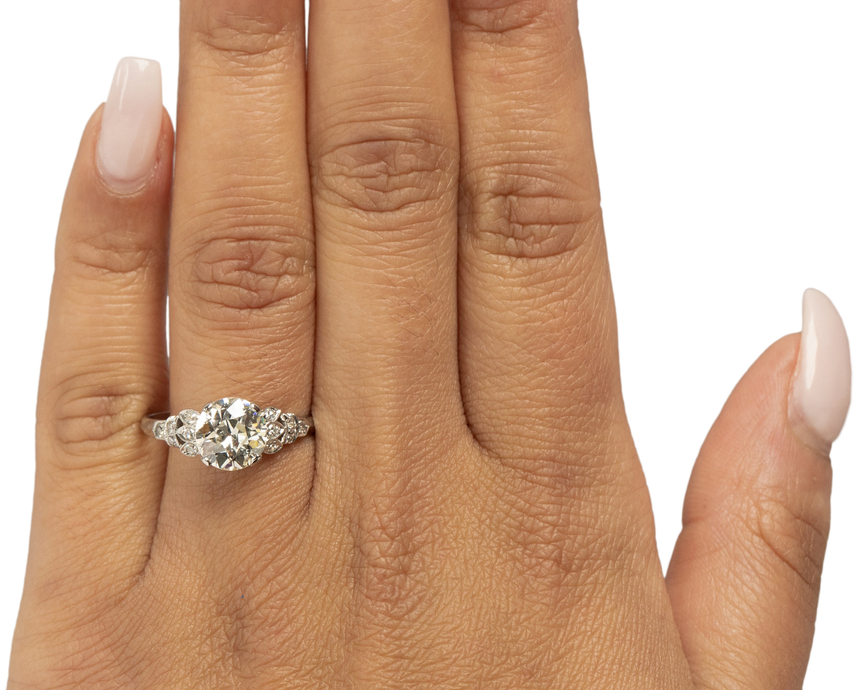 Circa 1920 Art Deco Platinum GIA Certified 1.97ct Old