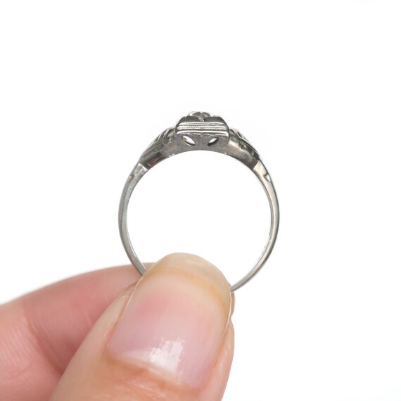 Circa 1910s Edwardian 18K White Gold .15ct Old Eu… - image 5