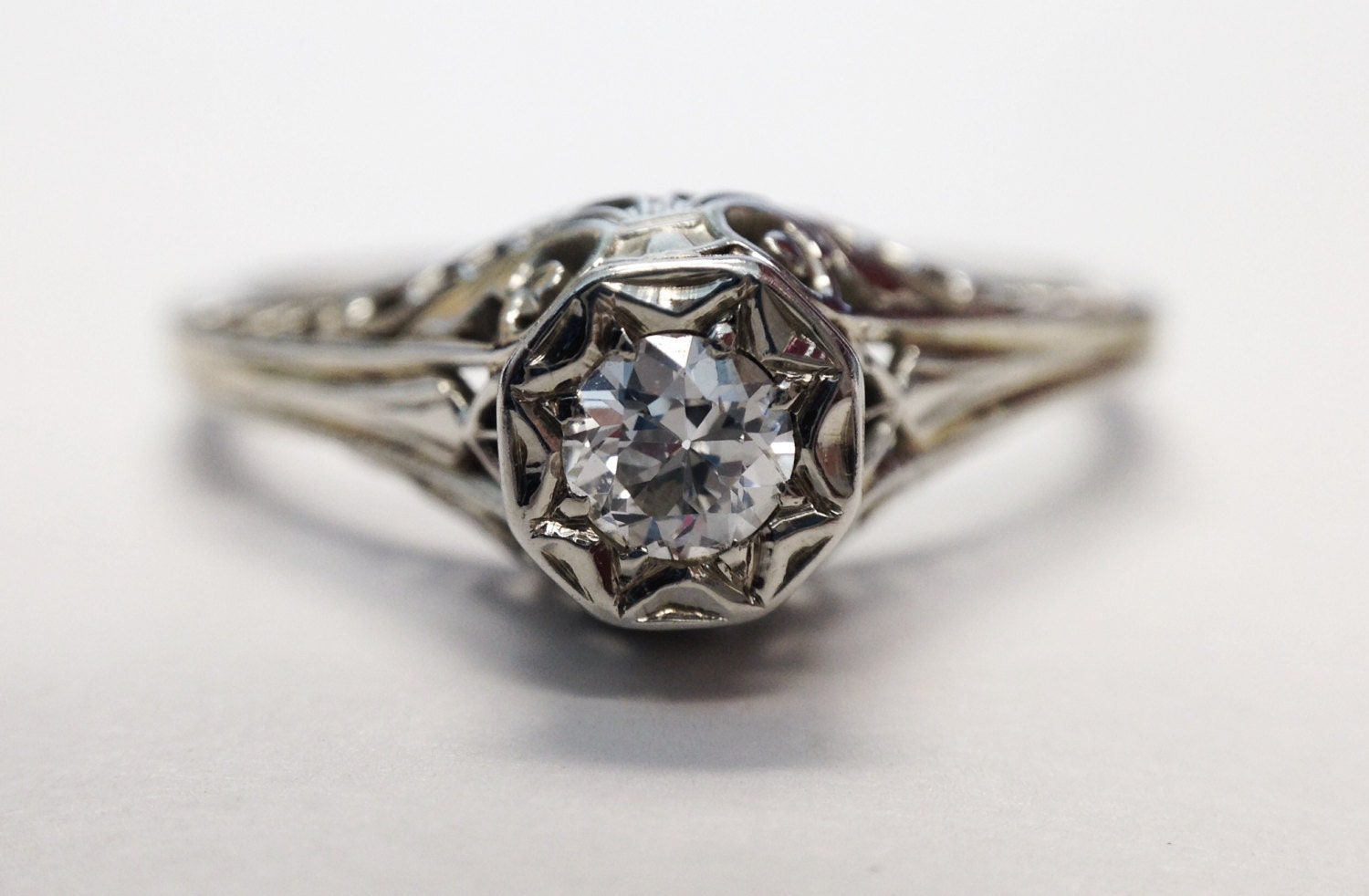 Circa 1920s Art-deco Diamond Engagement Ring 0.20ct Old | Etsy