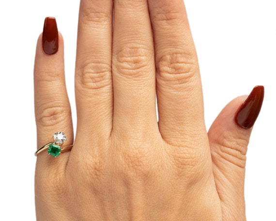 Circa 1900 Edwardian Colombian Emerald and Old Eu… - image 7