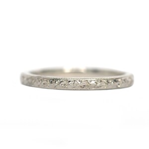 Circa 1920 Art Deco 18k White Gold Orange Blossom Wedding Band-VEG#751A