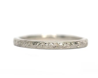 Aliança de casamento Art Déco em ouro branco 18k, flor de laranjeira, por volta de 1920 - VEG#751A