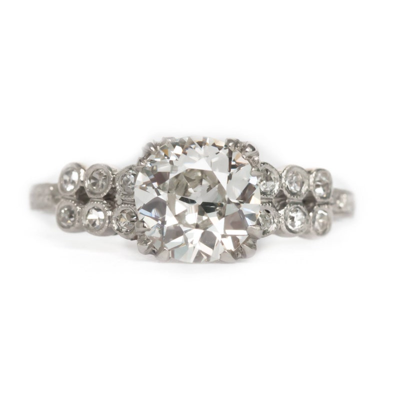 Circa 1920 Art Deco Platinum GIA Certified 1.20ct Old European Brilliant Diamond Engagement Ring VEG946 image 1