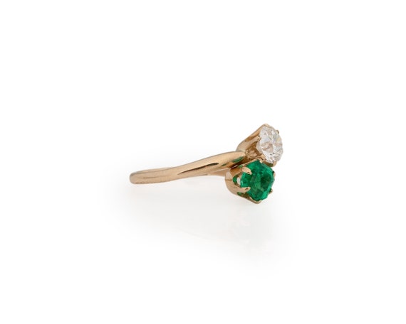 Circa 1900 Edwardian Colombian Emerald and Old Eu… - image 2