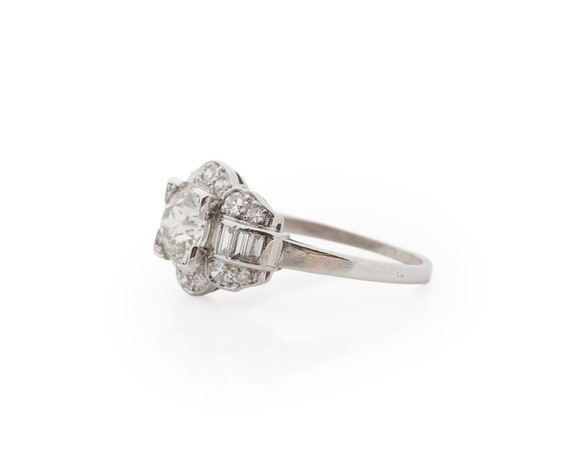 Circa 1920s Platinum Art Deco GIA 1.08ct Old Euro… - image 3