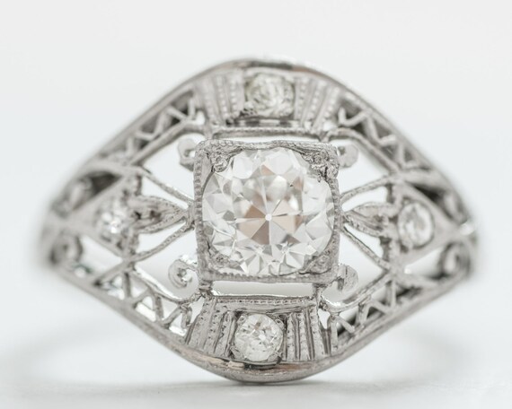 Circa 1917 Art Nouveau GIA Certified 0.68cttw With Gorgeous
