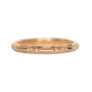 Circa 1915 Edwardian 14k Yellow Gold Wedding Band-VEG#1389