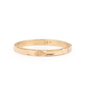 Circa 1920 Art Deco 14K Yellow Gold Wedding Band-VEG# 2154