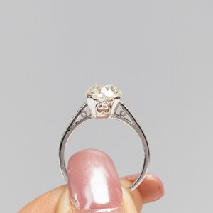 Circa 1920s Gia 2.04ct Old European Brilliant Diamond Platinum Engagement Ring
