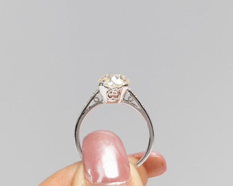 Circa 1920s Gia 2.04ct Old European Brilliant Diamond Platinum Engagement Ring