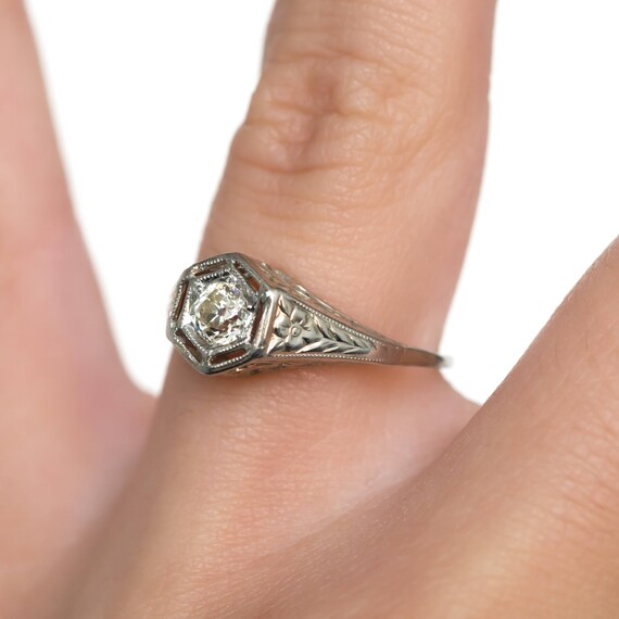 Circa 1920s Edwardian 18K White Gold .15ct Old Mi… - image 7