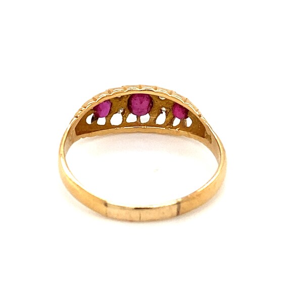 Circa 1910s Edwardian Oval Ruby and Diamond Ring … - image 4