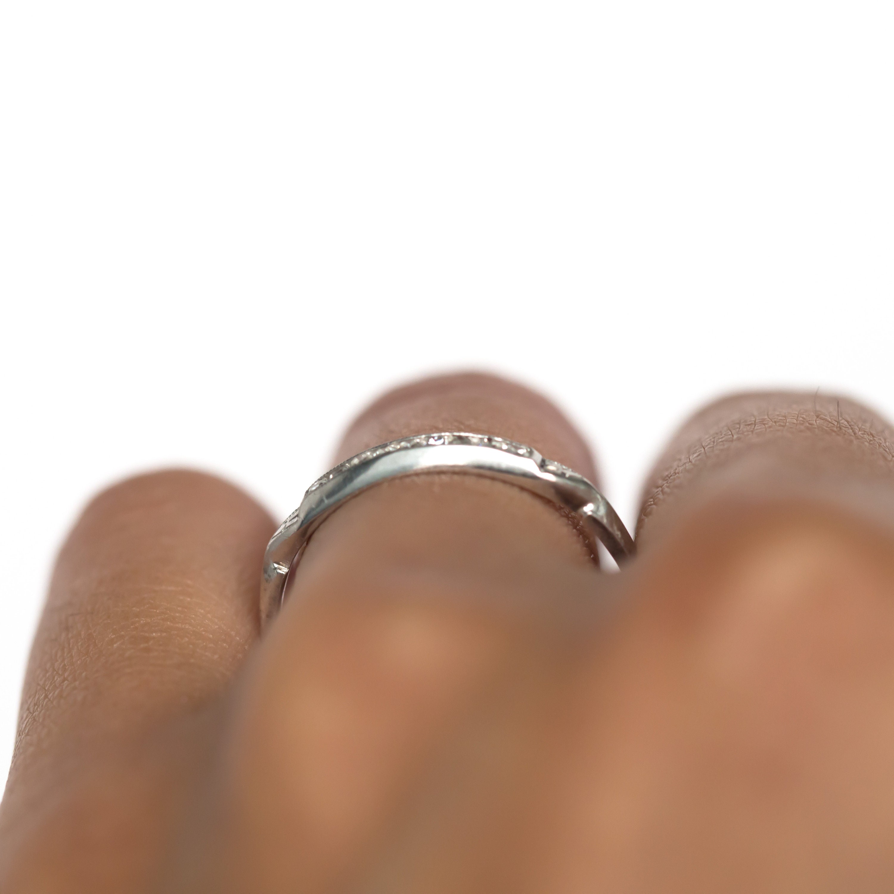 Circa 1930 Art Deco 18k White Gold .12cttw Antique Single Cut