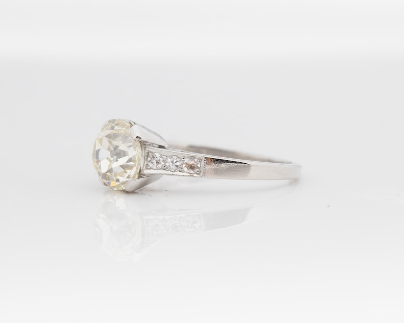 Circa 1920s Gia 2.04ct Old European Brilliant Diamond Platinum Engagement Ring