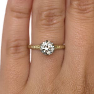Circa 1910 Edwardian 18K Yellow Gold & Platinum GIA Certified 1.11ct Diamond Engagement Ring VEG951 image 6