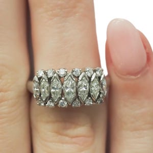 Circa 1950s Antique Marquise Diamond Band Ring