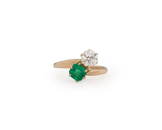 Circa 1900 Edwardian Colombian Emerald and Old Eu… - image 1