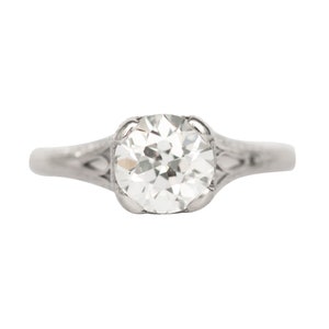 Circa 1910 Edwardian Platinum GIA certified 1.01 Old European Brilliant Diamond Engagement Ring-VEG#1275