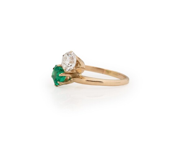 Circa 1900 Edwardian Colombian Emerald and Old Eu… - image 3