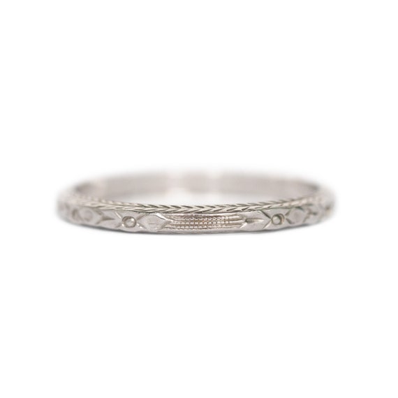 Circa 1930s Art Deco Platinum Wedding Band - VEG#1