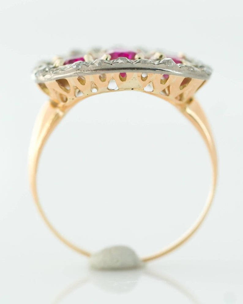 Circa 1910s Ruby and Diamond Platinum & 18 Karat Gold Ring, ATL 665 image 5