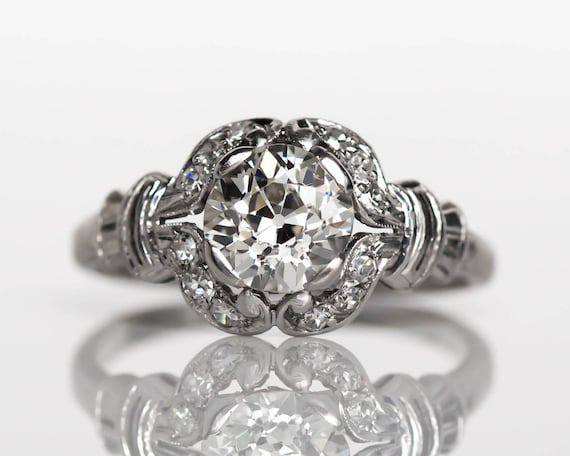 Circa 1910 Edwardian Platinum GIA Certified 1.02c… - image 1