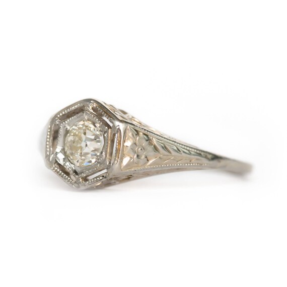 Circa 1920s Edwardian 18K White Gold .15ct Old Mi… - image 2