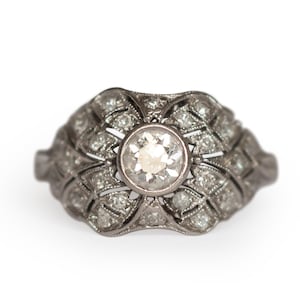 Circa 1920 Art Deco Platinum .50cttw Old European Brilliant Diamond Engagement Ring-VEG#1508