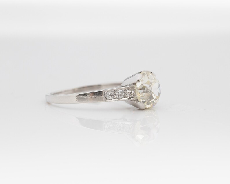Circa 1920s Gia 2.04ct Old European Brilliant Diamond Platinum Engagement Ring