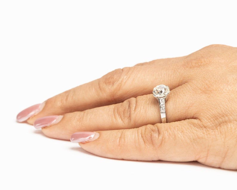 Circa 1920s Gia 2.04ct Old European Brilliant Diamond Platinum Engagement Ring