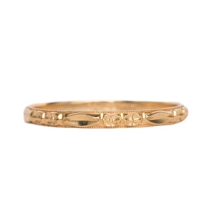 Circa 1920 Art Deco 14k Yellow Gold Wedding Band-VEG#491A