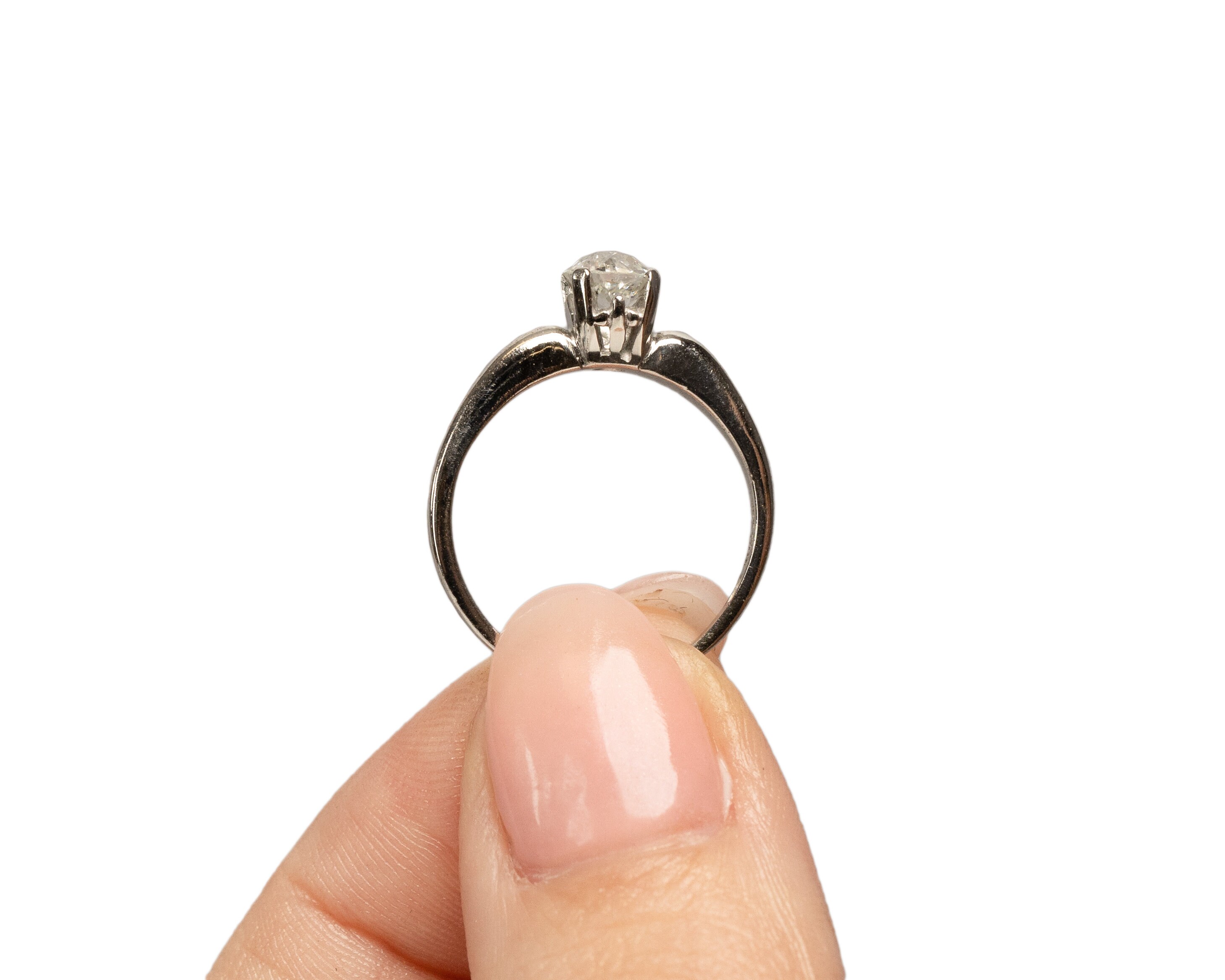 Circa 1920 Art Deco Platinum GIA .75ct Old European