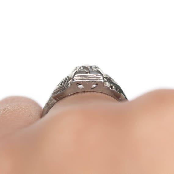 Circa 1910s Edwardian 18K White Gold .15ct Old Eu… - image 8