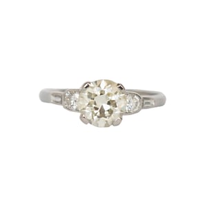 Circa 1940 Art Deco Platinum 1.48ct Old European Diamond Engagement Ring-VEG#898A