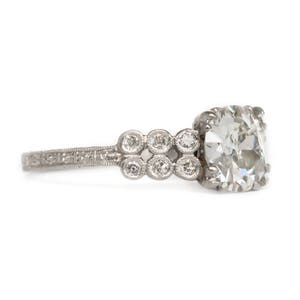 Circa 1920 Art Deco Platinum GIA Certified 1.20ct Old European Brilliant Diamond Engagement Ring VEG946 image 3