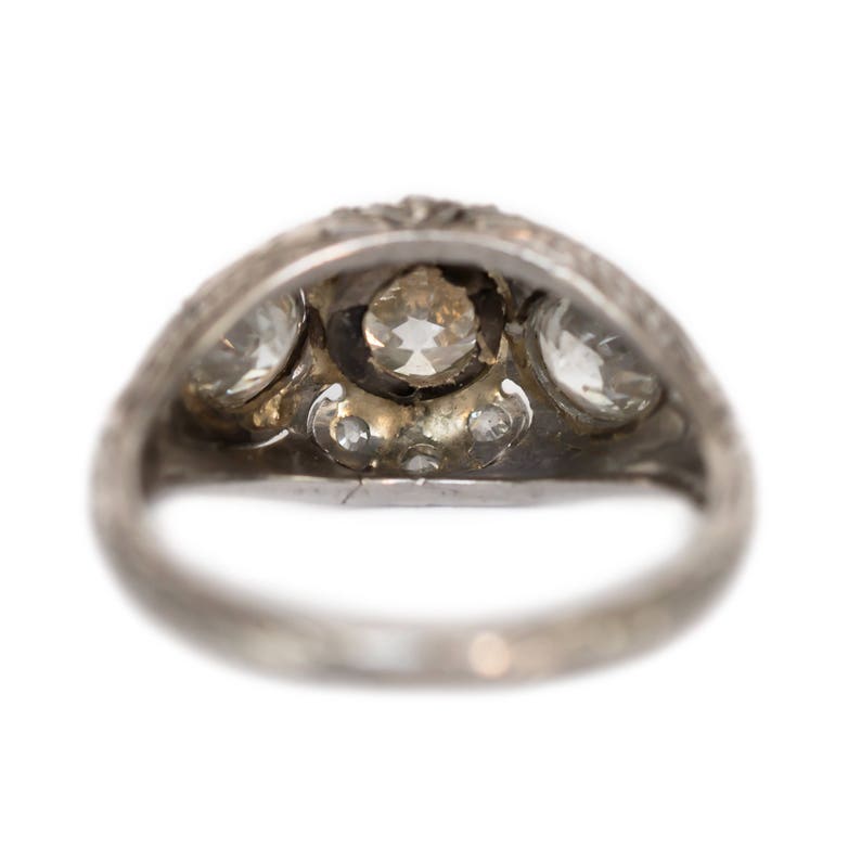 Circa 1920s Art Deco Platinum .55ct Old European Brilliant & .90ct Diamond Engagement Ring VEG1058 image 4