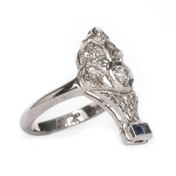 Circa 1930's Art Deco Platinum & 14K White Gold .… - image 2