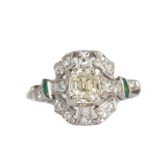 Circa 1920 Art Deco .80ct Emerald Cut Diamond Engagement | Etsy